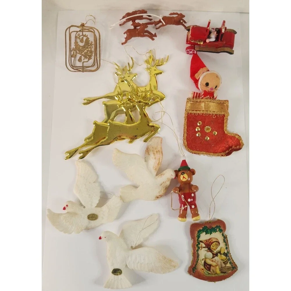 Lot of 13 Vintage 60s 70s Christmas Ornaments Handpainted Japan Taiwan READ